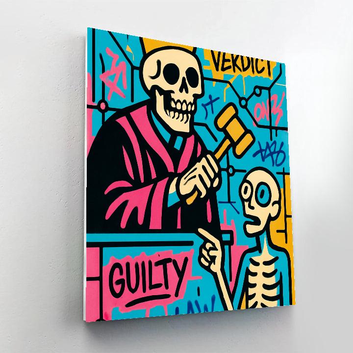 Neon Courtroom Basquiat Allegory paint by numbers