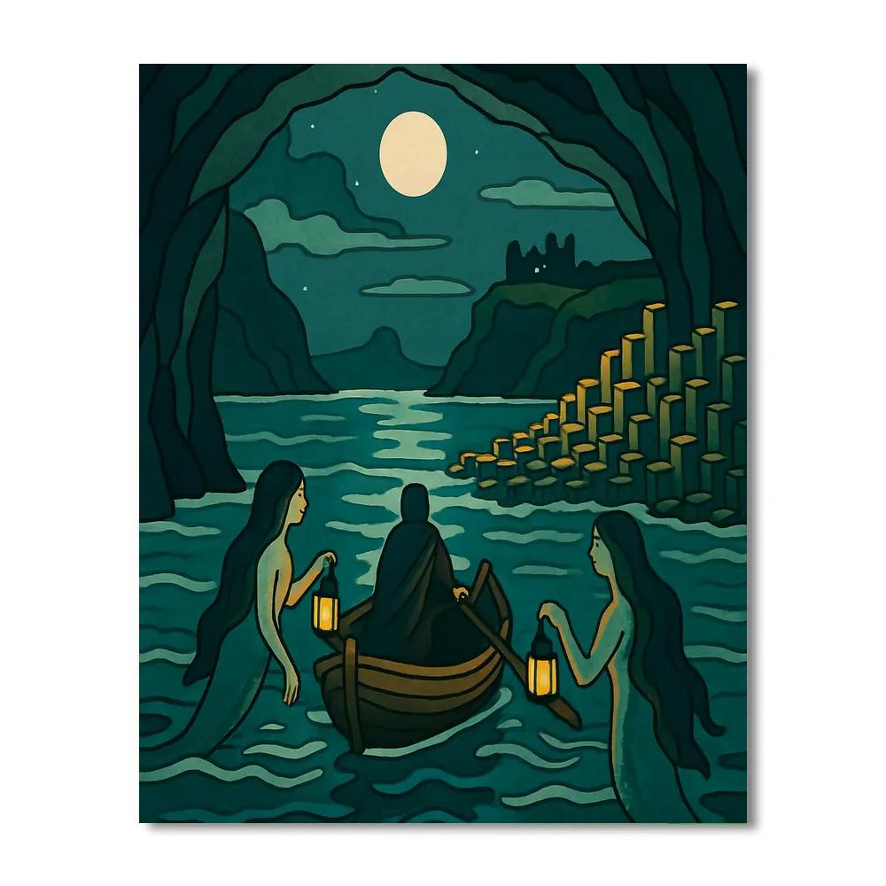 Lantern Procession Across Ireland Sea Caves paint by number
