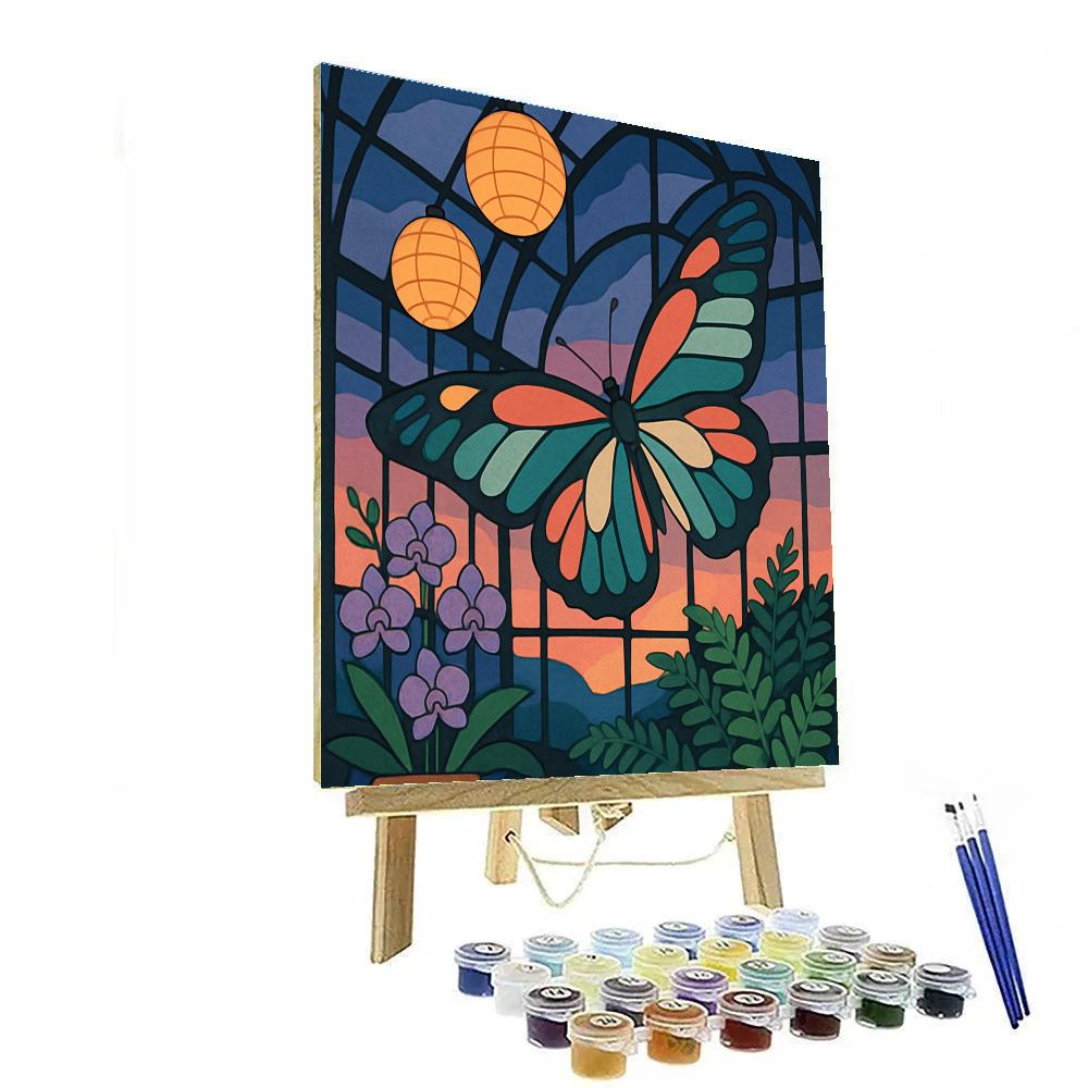 Lanternlit Conservatory Butterfly Dreamscape Numbered painting kits