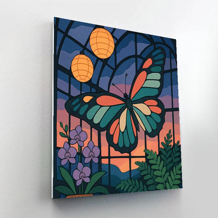Lanternlit Conservatory Butterfly Dreamscape Numbered painting kits