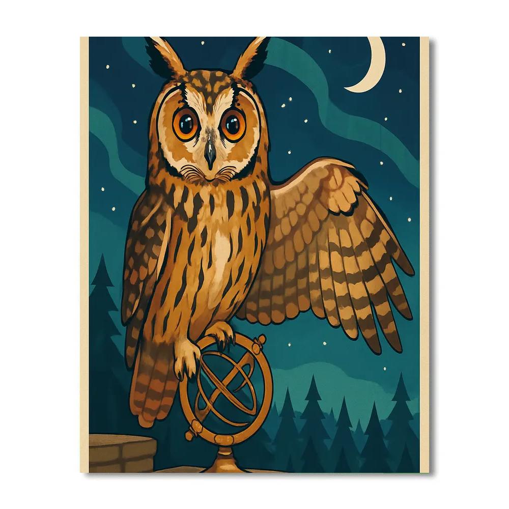 Clockwork Observatory Owl Paint by numbers art