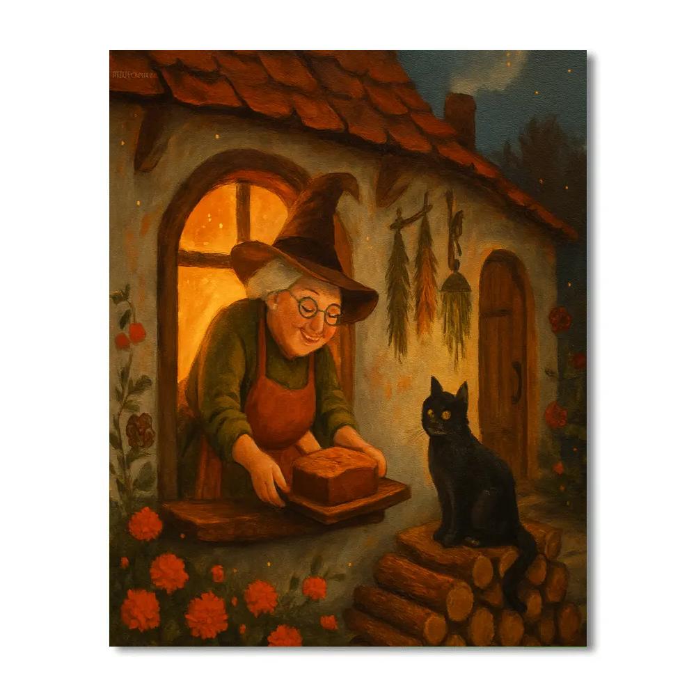 The Witch Cottage Bread Cooling On The Window Sill Paint by numbers art