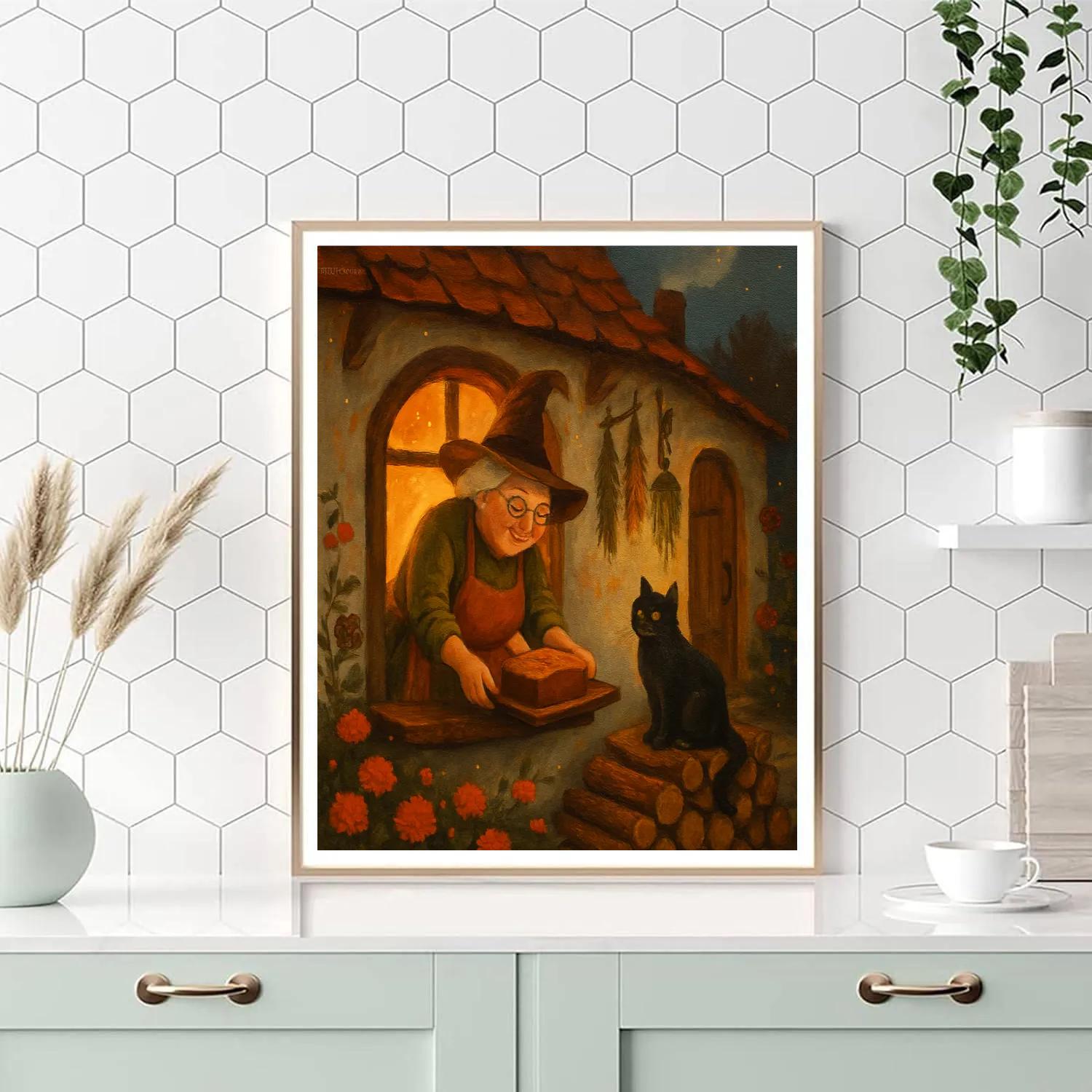 The Witch Cottage Bread Cooling On The Window Sill Paint by numbers art