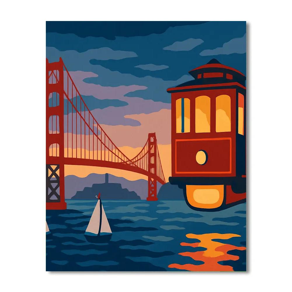 Harbor Lantern Parade In USA Twilight Numbered painting kits