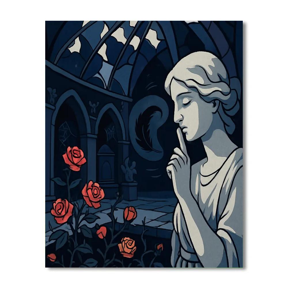 Vaulted Garden With Gothic Echoes In Midnight Glass DIY paint by numbers