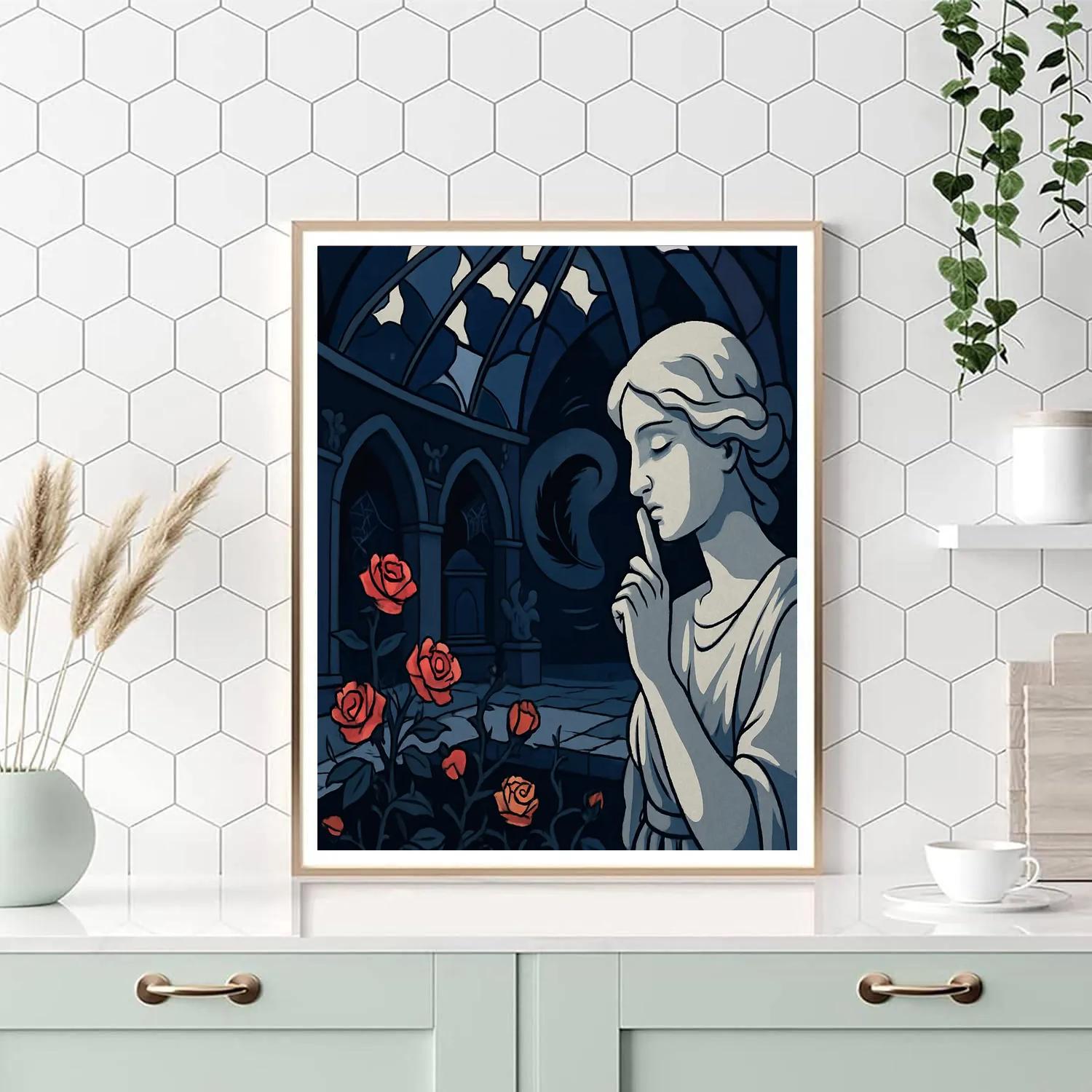 Vaulted Garden With Gothic Echoes In Midnight Glass DIY paint by numbers