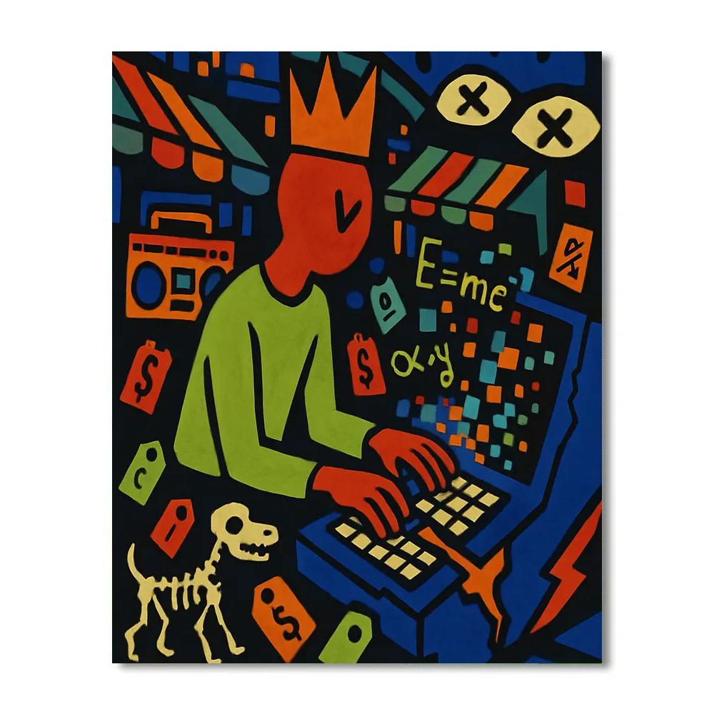 Crown Code In Basquiat Night Market DIY paint by numbers