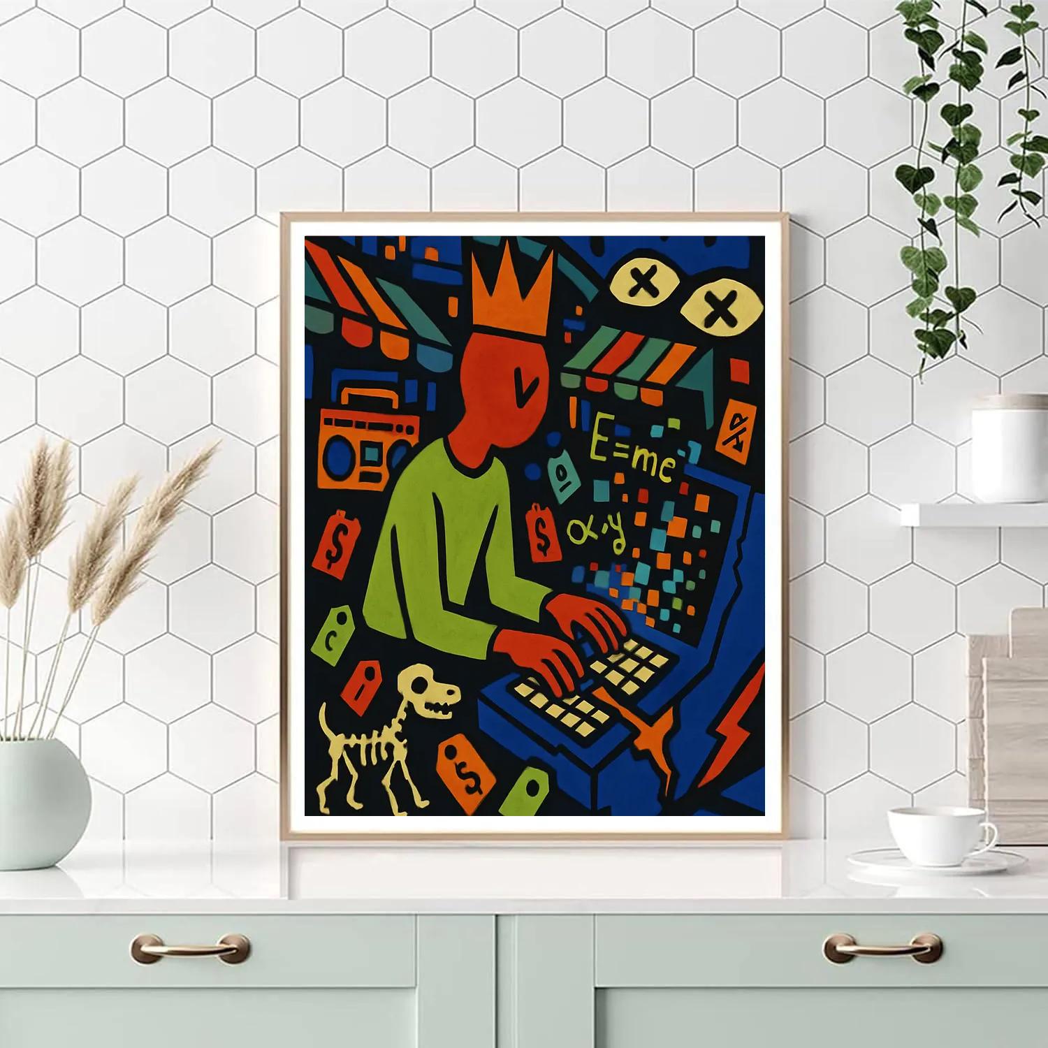 Crown Code In Basquiat Night Market DIY paint by numbers