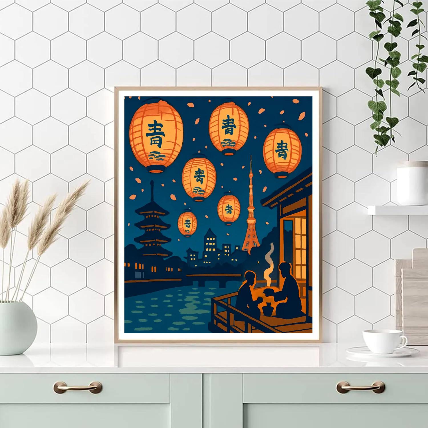 Paper Lantern Astronomy Of Japan Painting by numbers kit