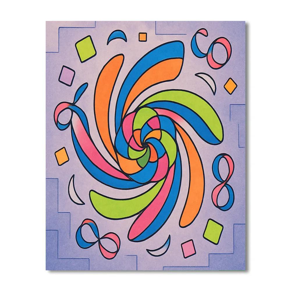 Abstract Kinetic Bloom Lattice Number painting