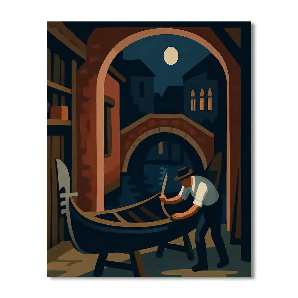 Moonlit Workshop In Venice Number painting