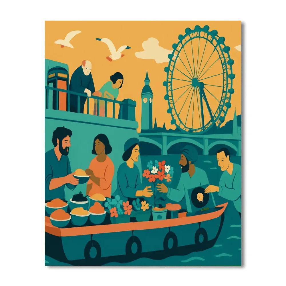 Kaleidoscope Market Scene In London Painting by numbers kit
