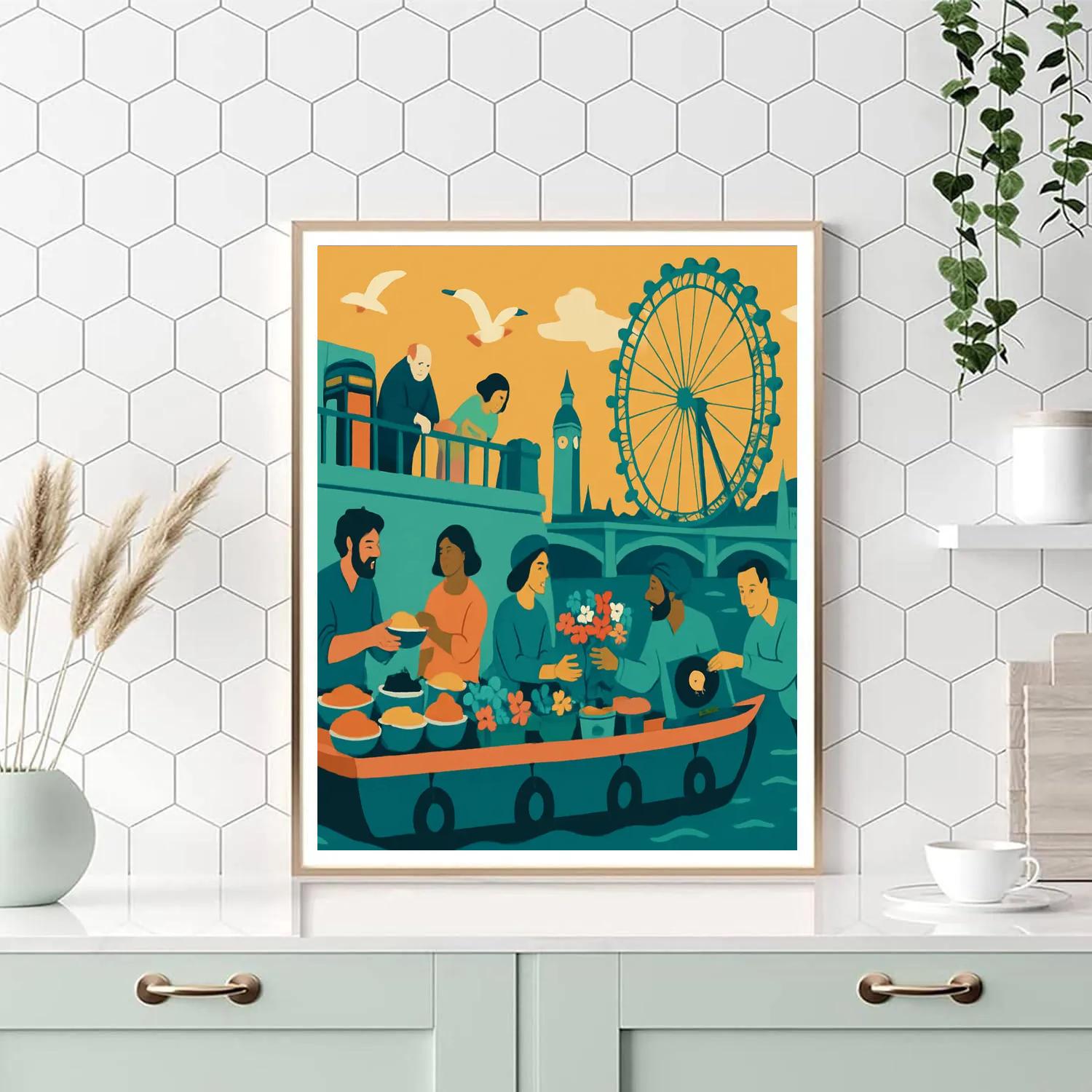 Kaleidoscope Market Scene In London Painting by numbers kit