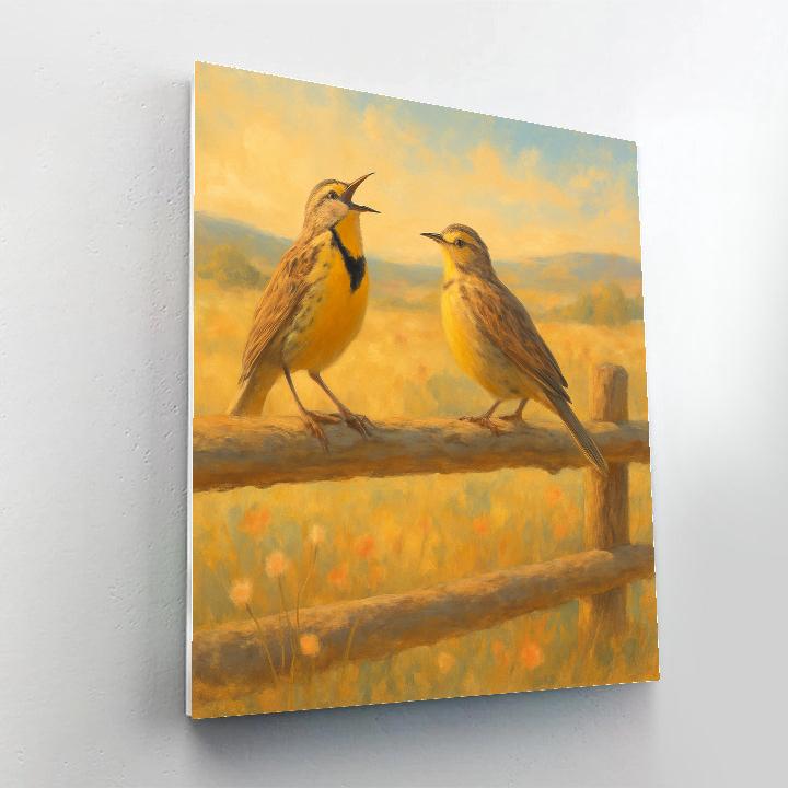 Meadowlarks In The Sunlit Prairie Quilt paint by number
