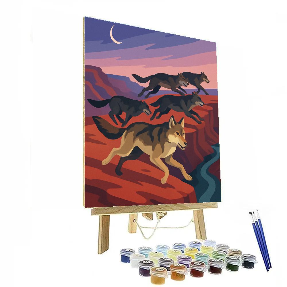 Canyon Echoes With Wolf Pack Number painting