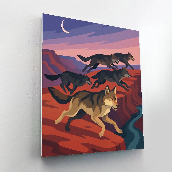Canyon Echoes With Wolf Pack Number painting