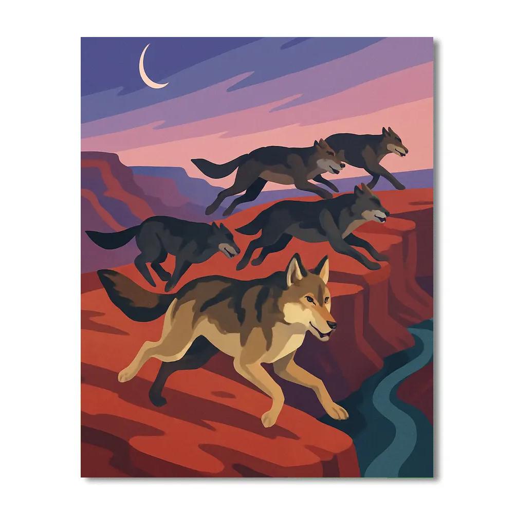Canyon Echoes With Wolf Pack Number painting