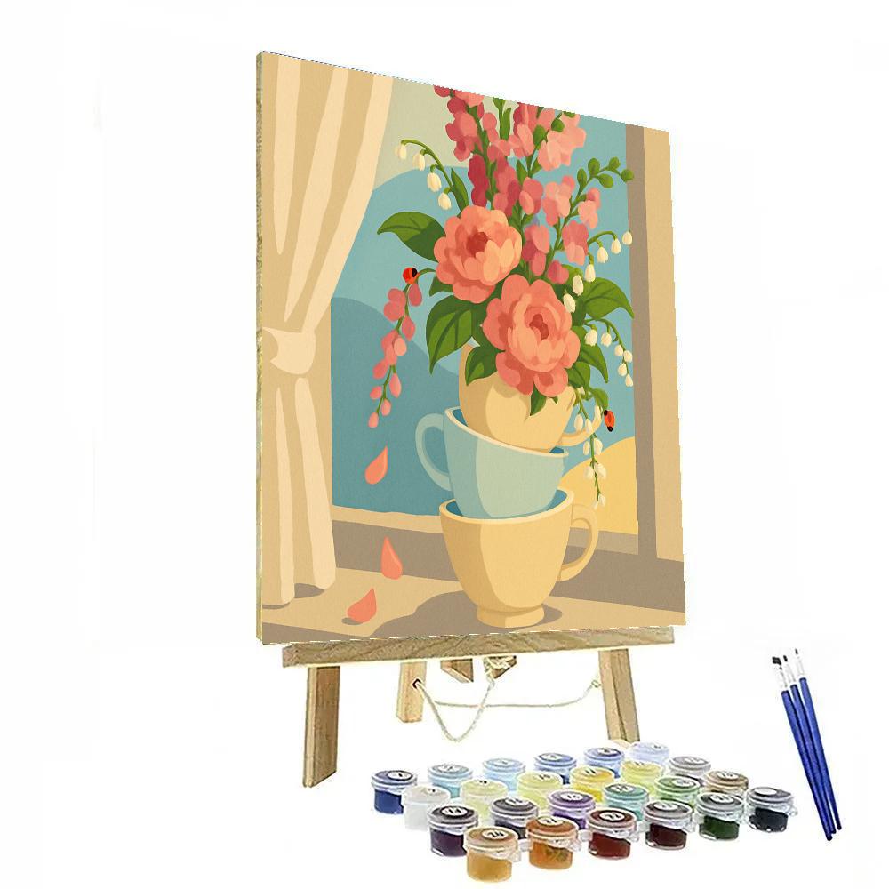 Teacup Still Life In Floral Paint by numbers kits