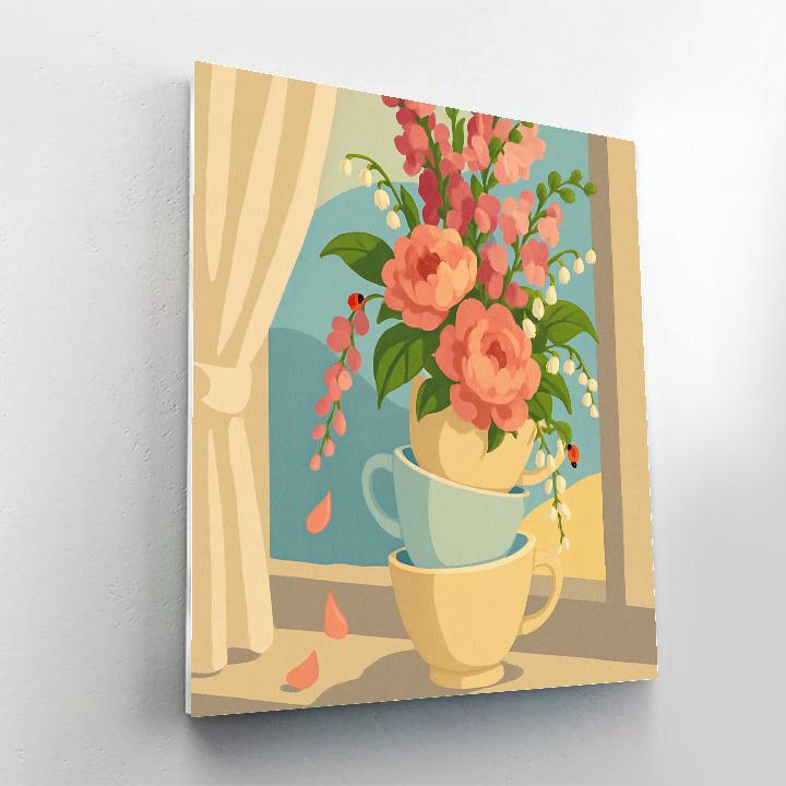 Teacup Still Life In Floral Paint by numbers kits