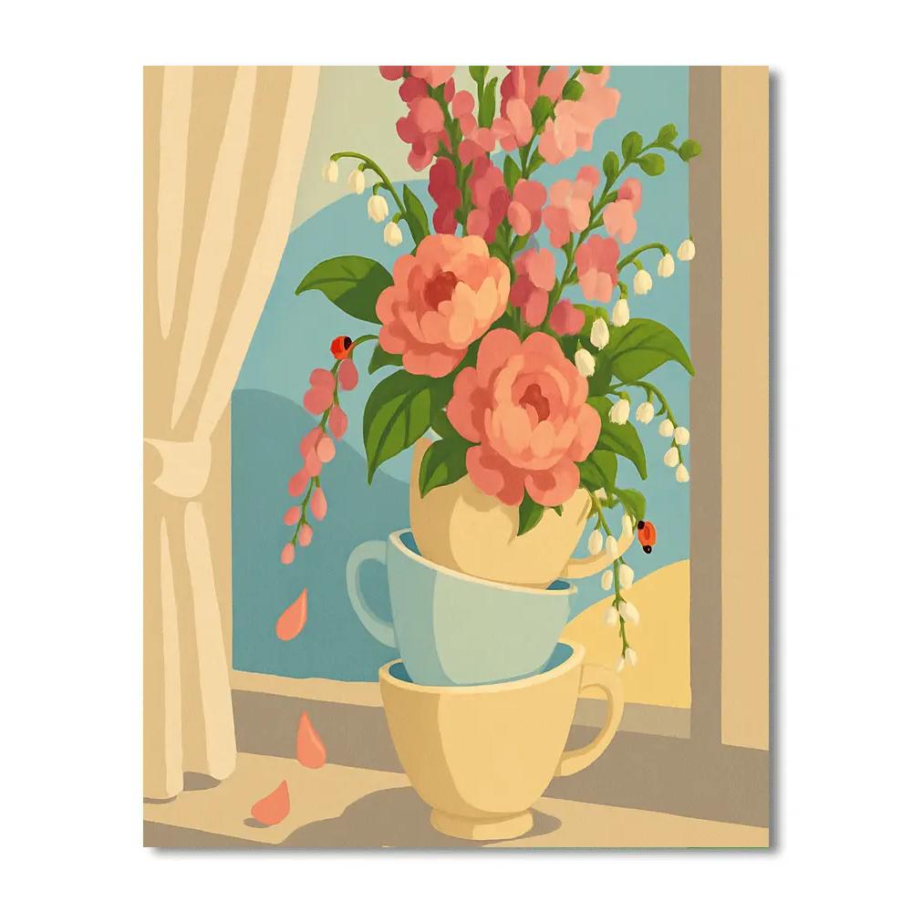 Teacup Still Life In Floral Paint by numbers kits