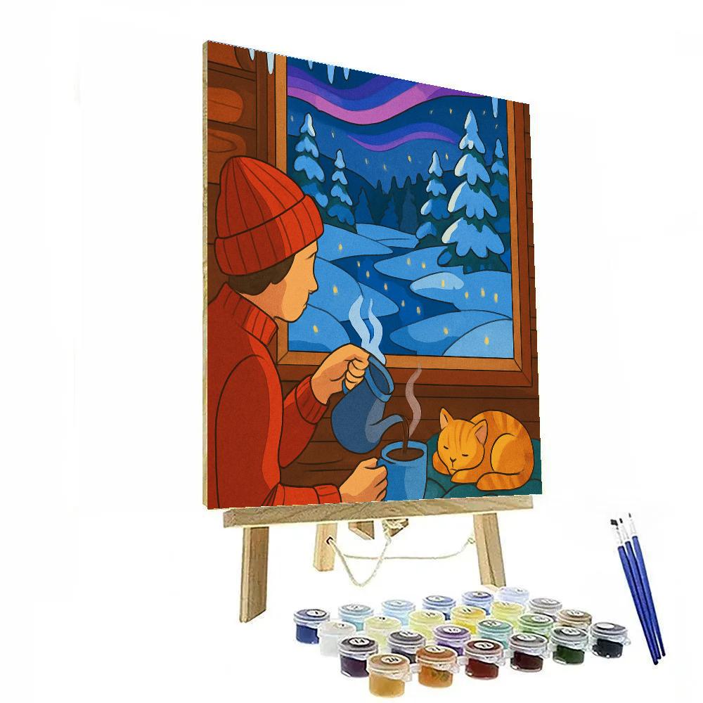 Stargazer Cabin With Winter Light Number painting