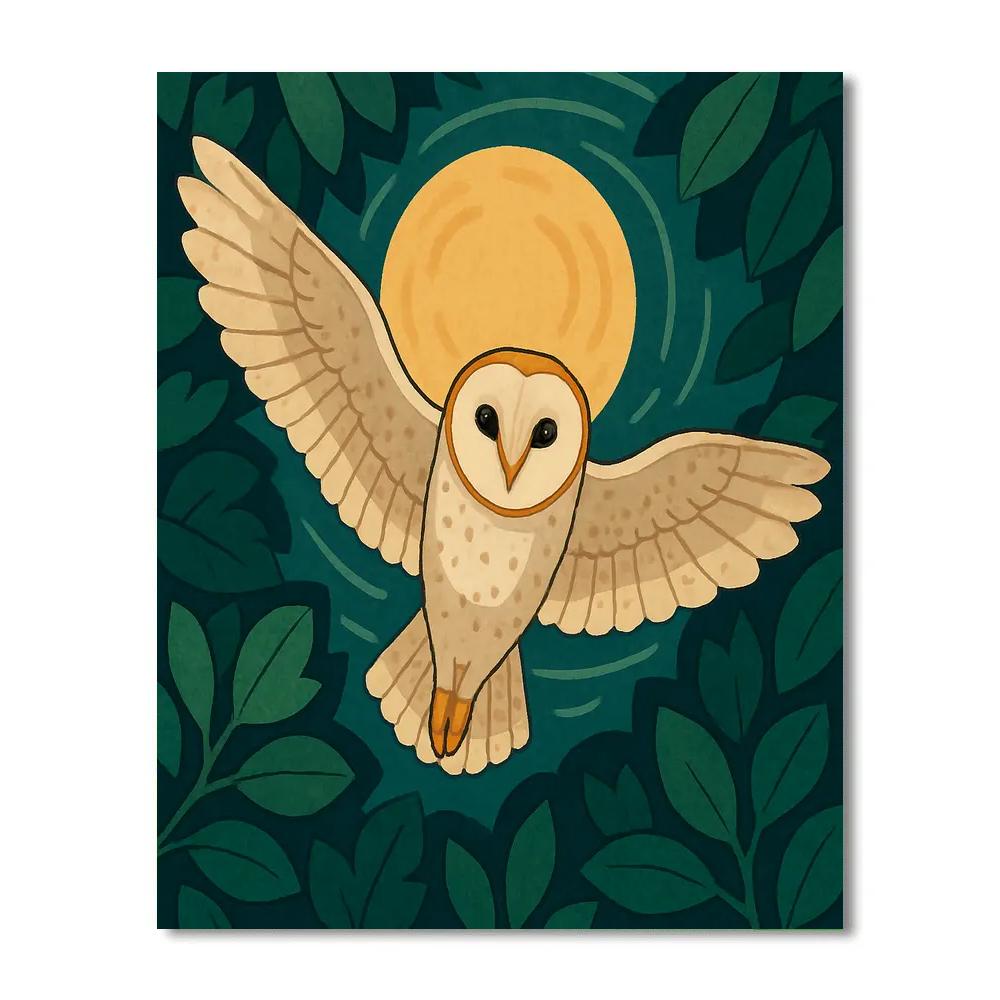 Moonlit Canopy With Owl Echoes DIY paint by numbers