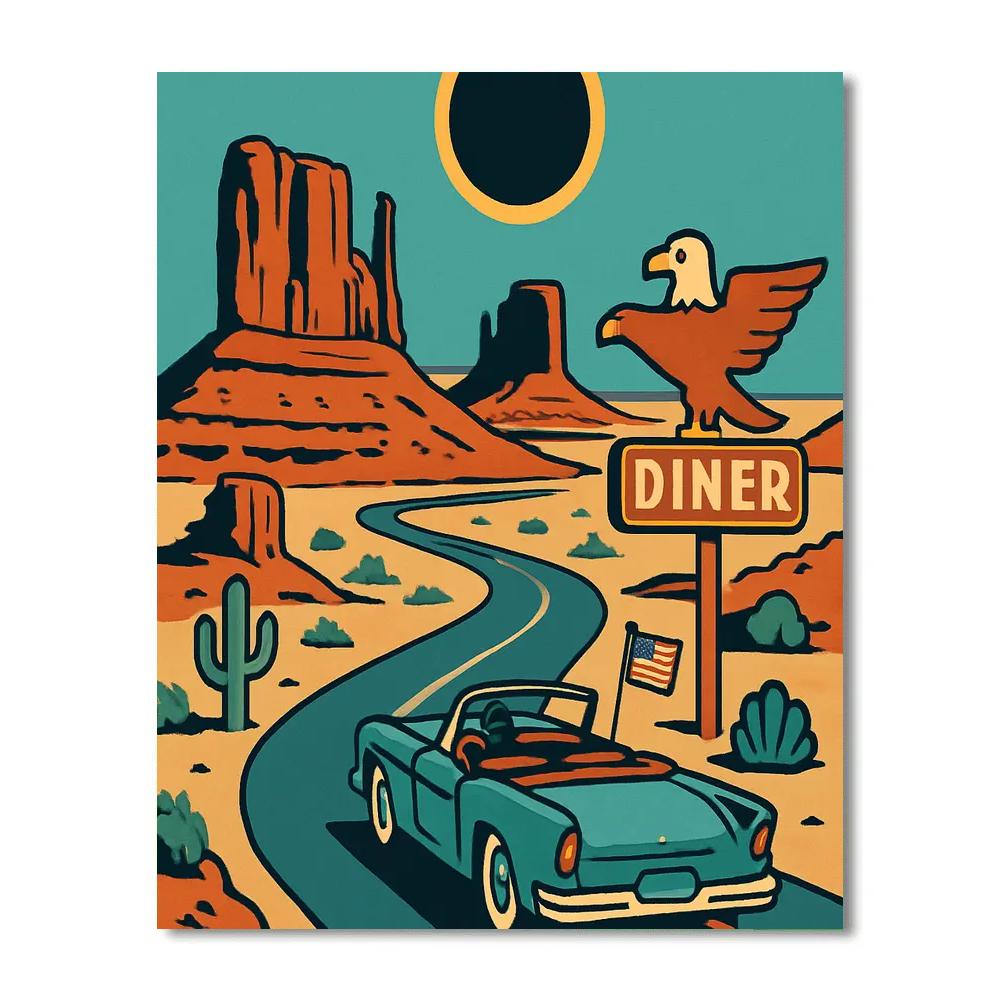 USA Desert Eclipse Route Poster Paint by numbers art