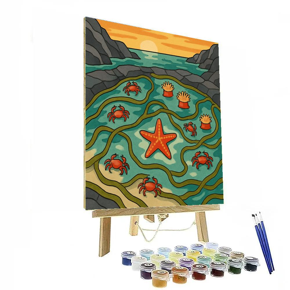 Tidepool Cartography In Ocean Light Paint by numbers art