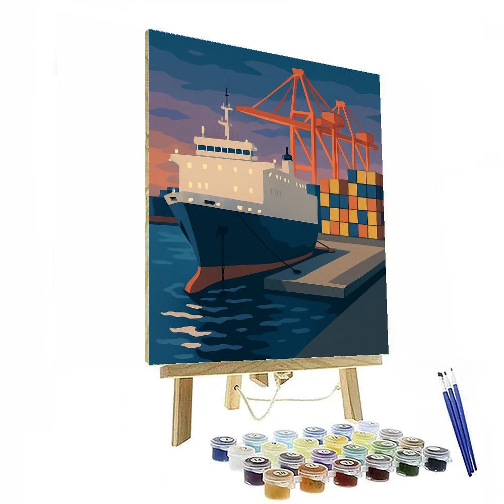 Harbor Chessboard With Ship Silhouettes Numbered painting kits