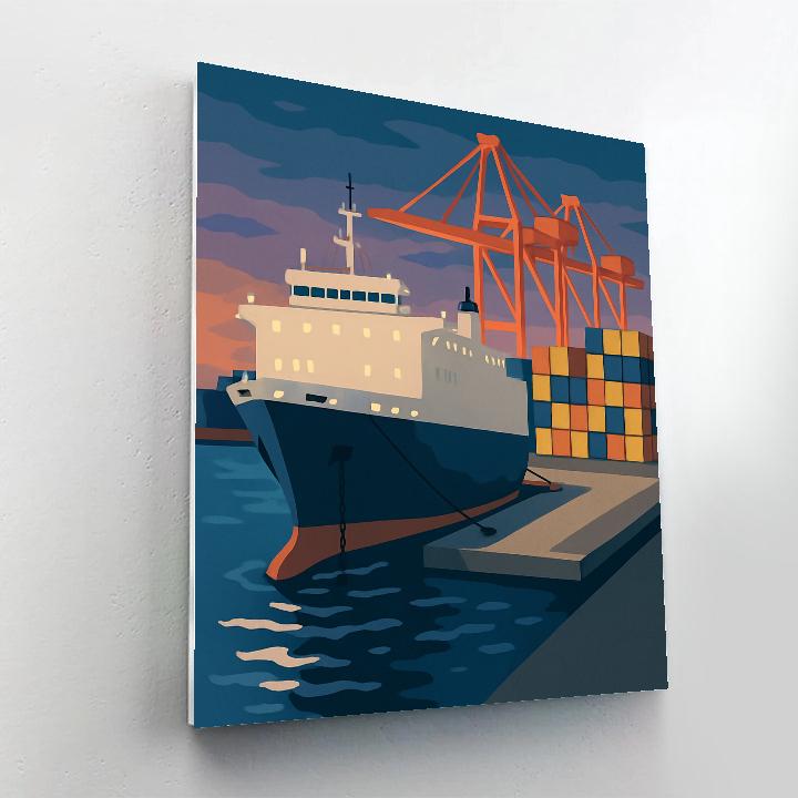 Harbor Chessboard With Ship Silhouettes Numbered painting kits
