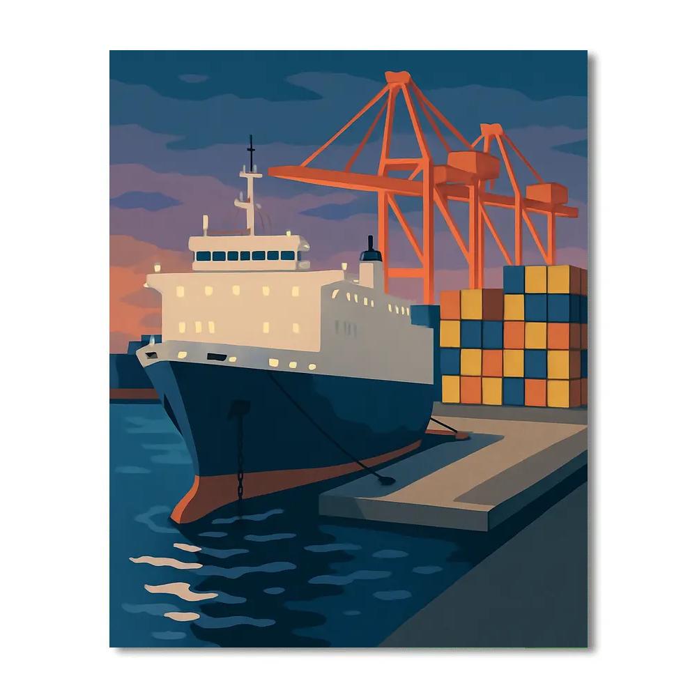 Harbor Chessboard With Ship Silhouettes Numbered painting kits