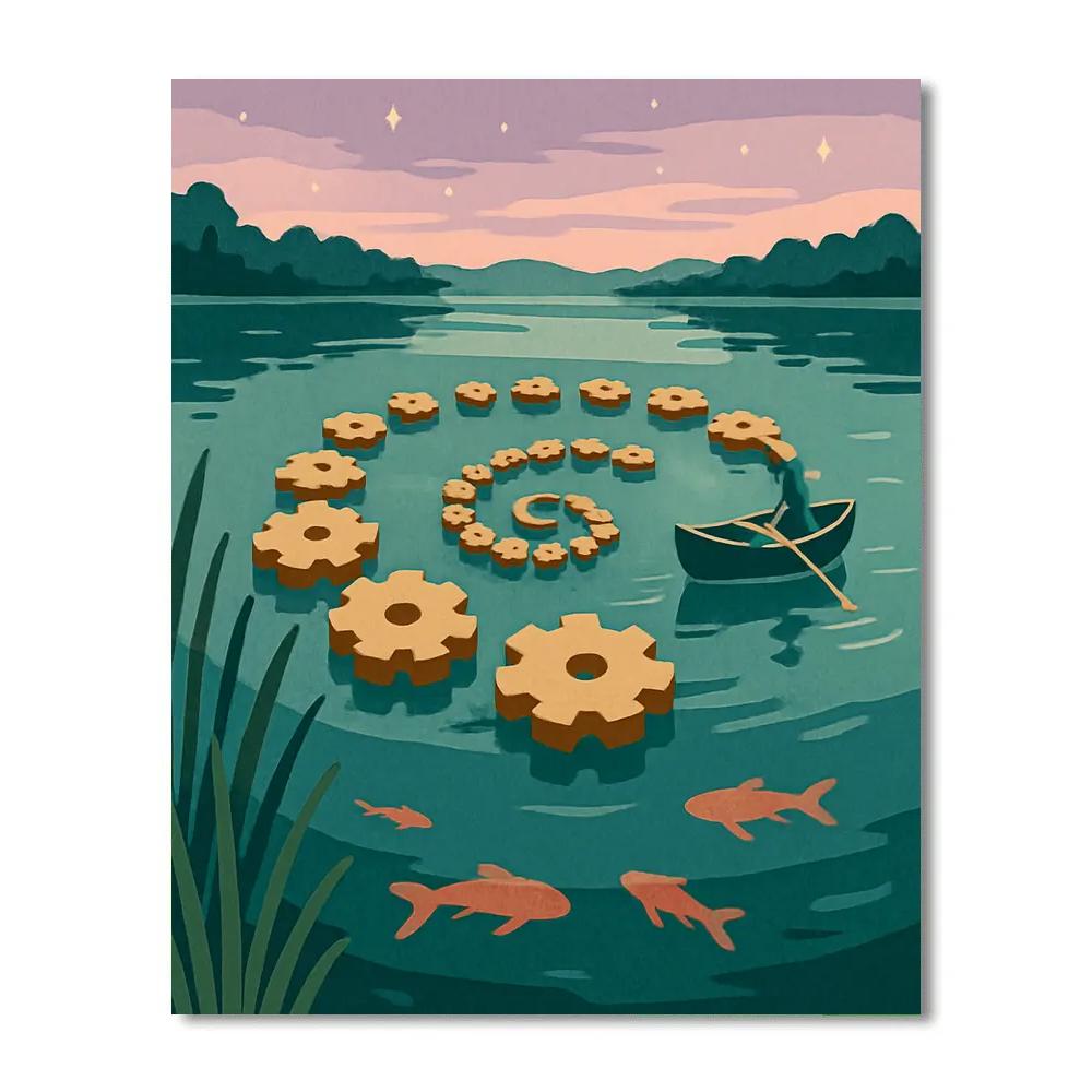 Clockwork Isles On A Lake DIY paint by numbers