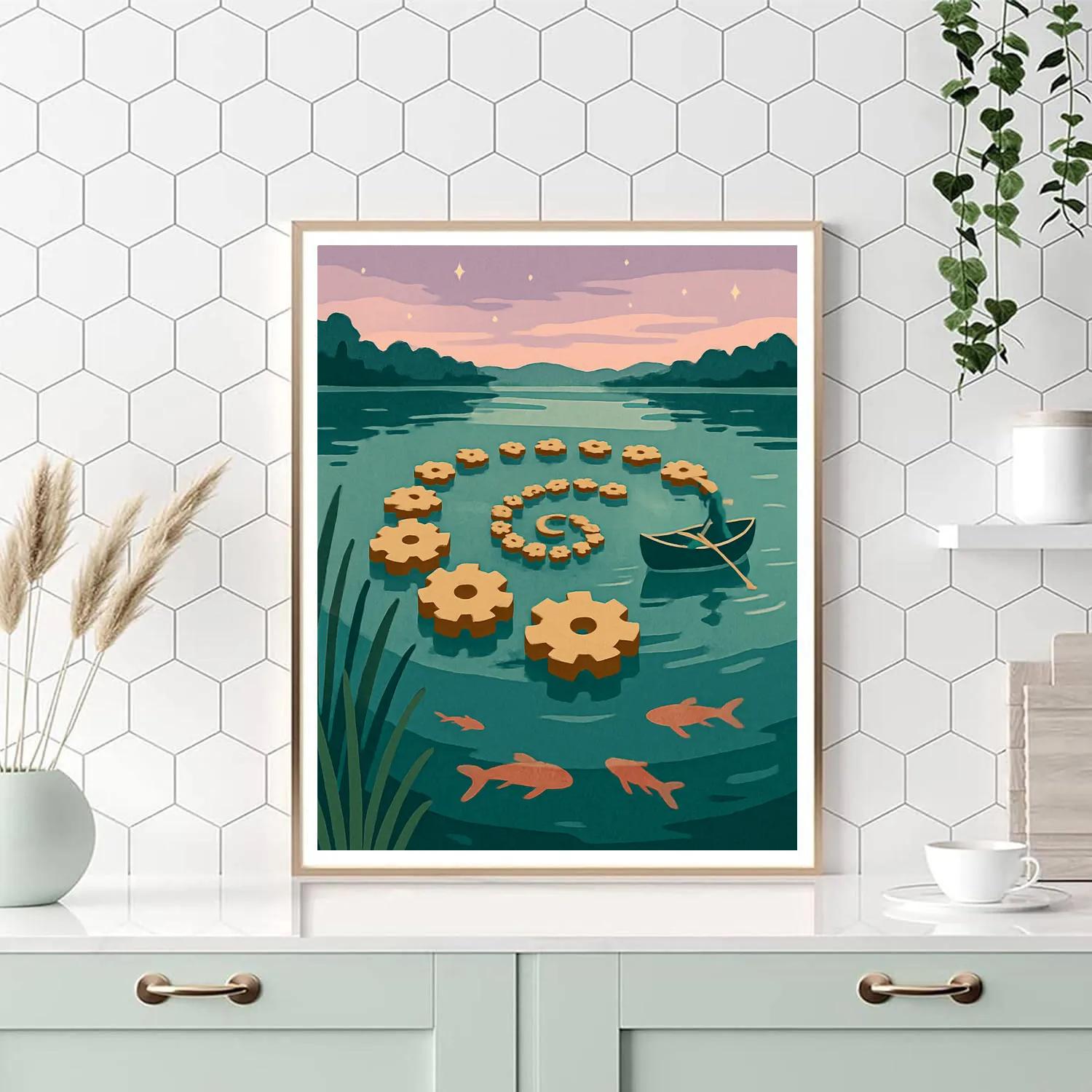 Clockwork Isles On A Lake DIY paint by numbers