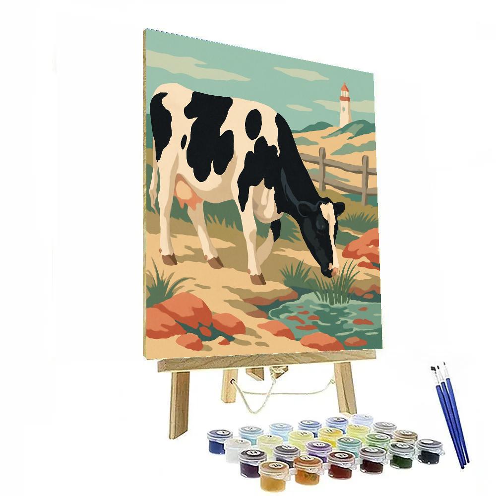 Tide Pool Cow In Coastal Meadow Number painting