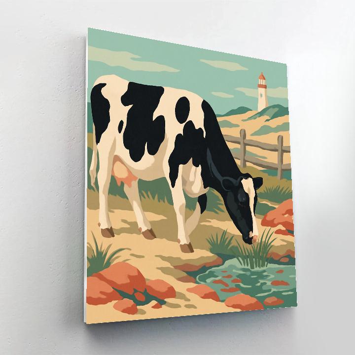 Tide Pool Cow In Coastal Meadow Number painting