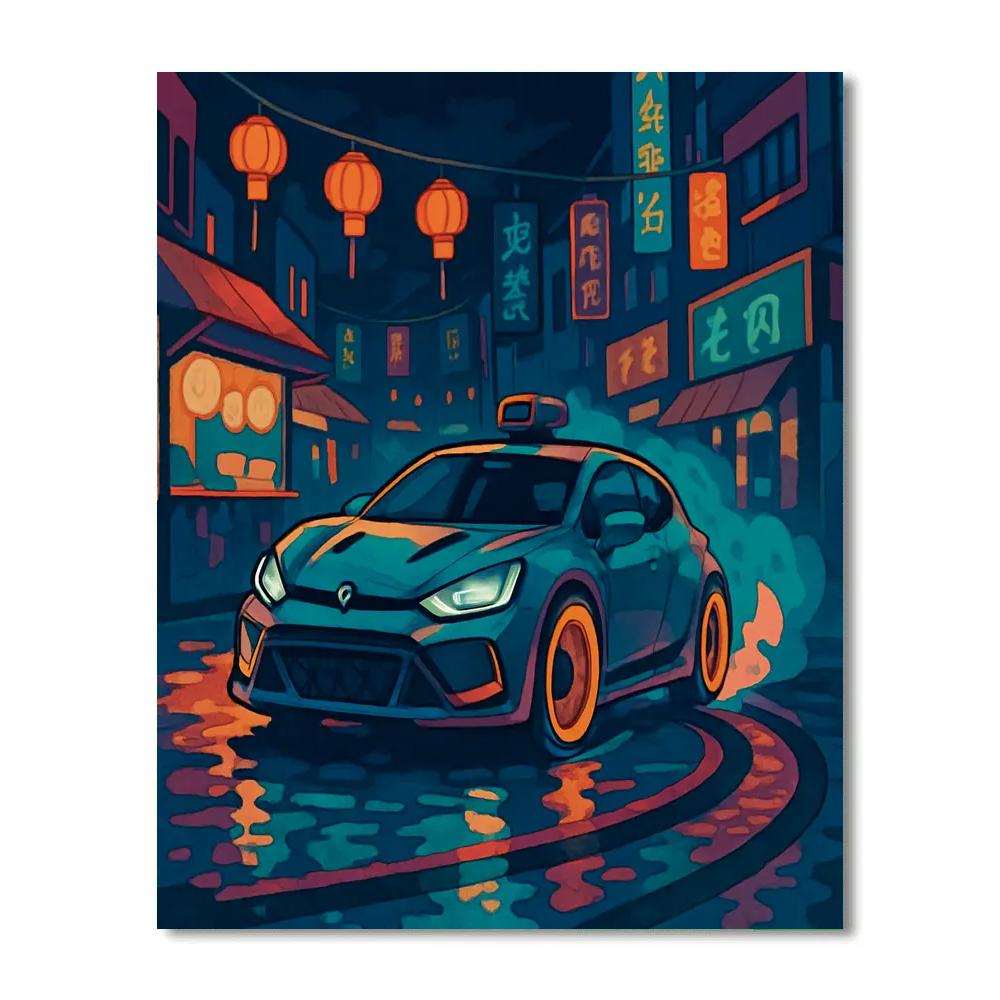 Neon Bazaar Cars Circuit Paint by numbers kits