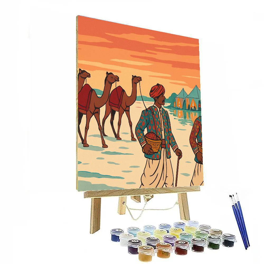 Spice Route Caravan In India painting number kit