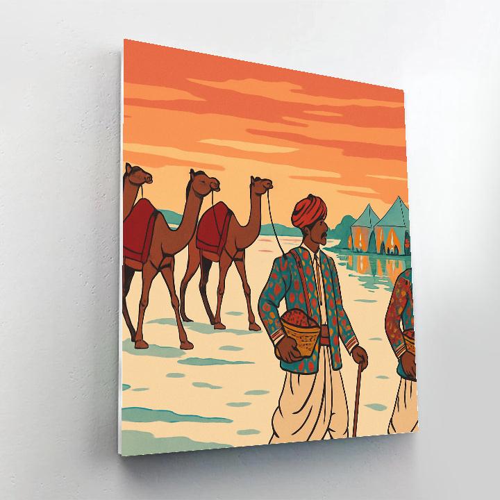 Spice Route Caravan In India painting number kit
