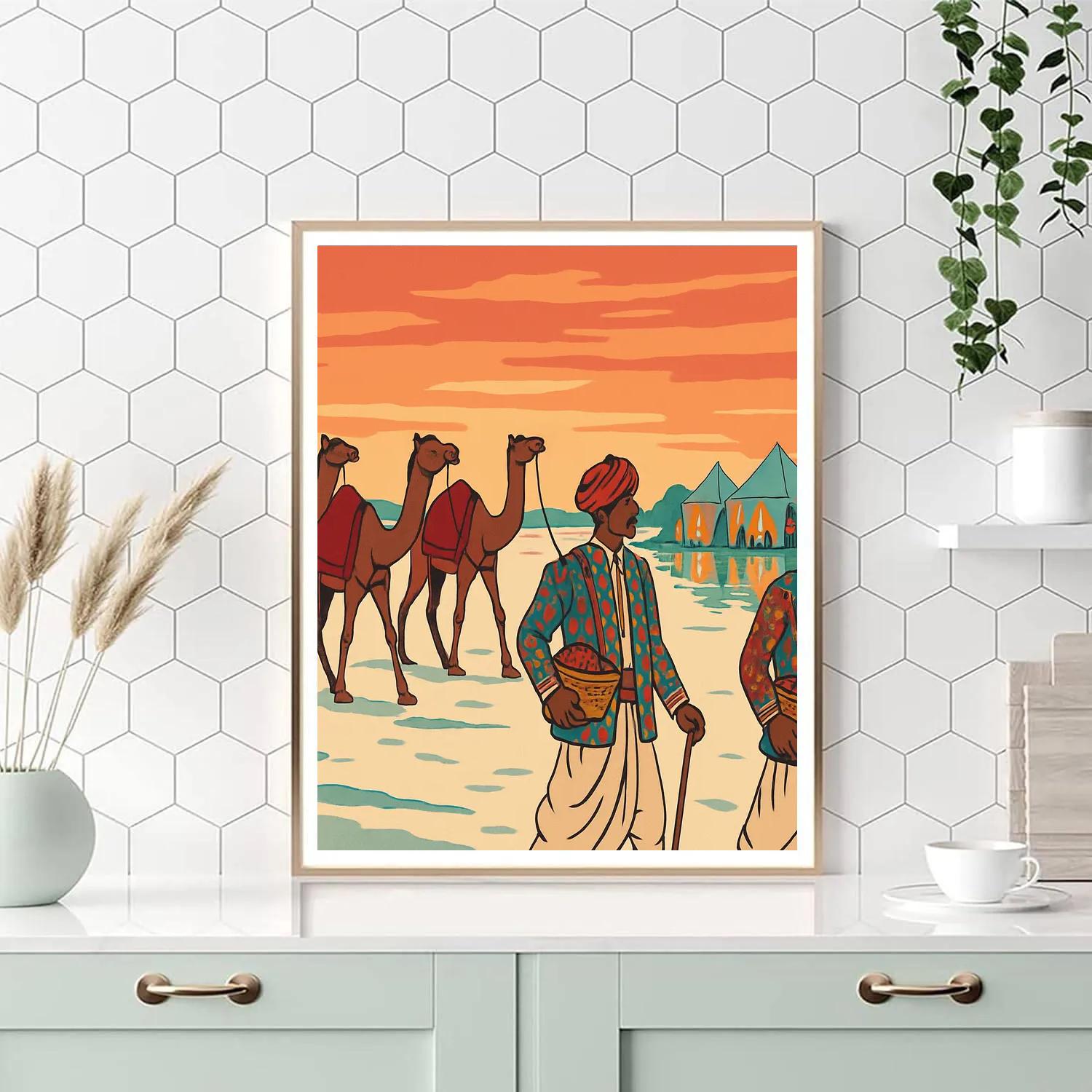 Spice Route Caravan In India painting number kit