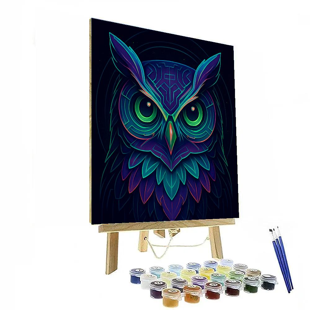 Celestial Circuit Owl paint by color
