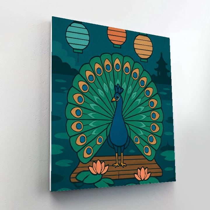 Lantern Courtship Peacock paint by numbers