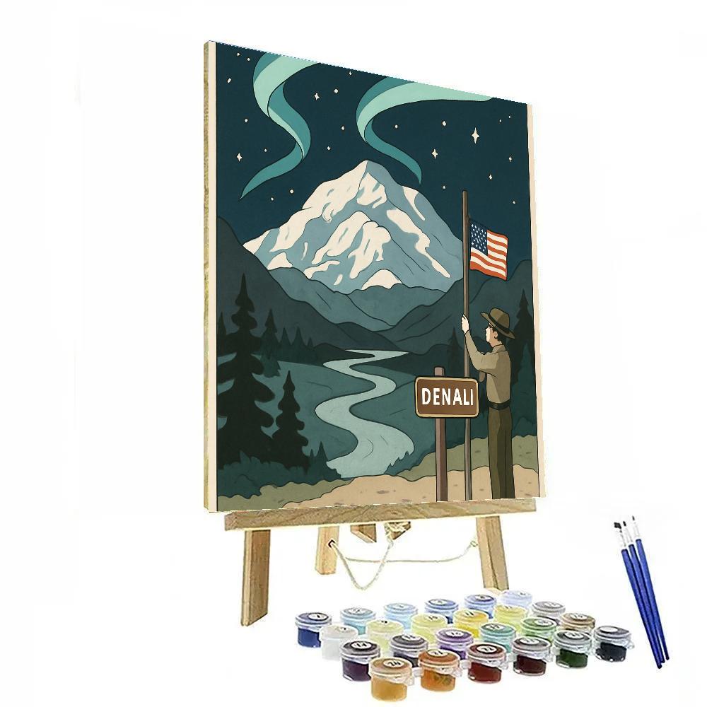 Denali Aurora National Park Tribute paint by number