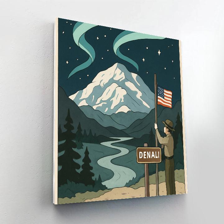 Denali Aurora National Park Tribute paint by number