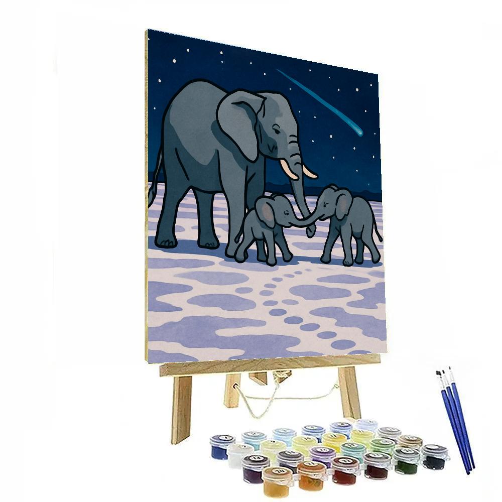 Starlit Salt Flats Elephant Procession Numbered painting kits