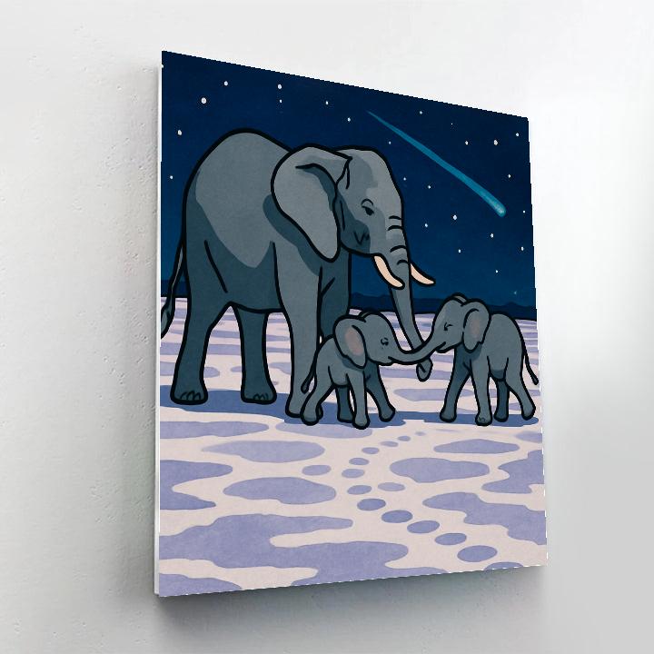 Starlit Salt Flats Elephant Procession Numbered painting kits