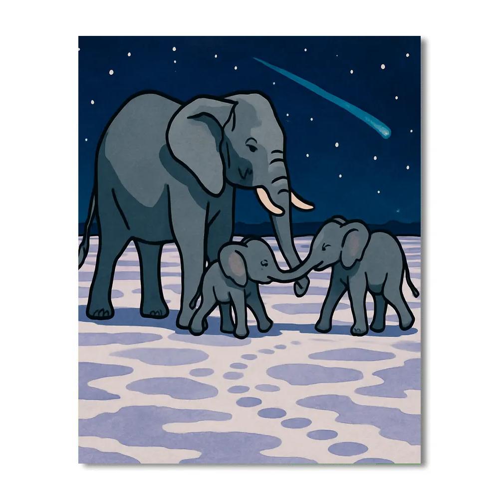 Starlit Salt Flats Elephant Procession Numbered painting kits