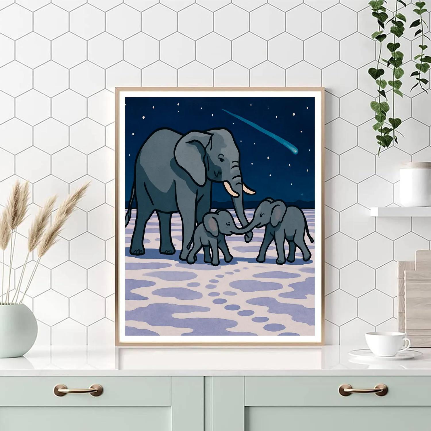 Starlit Salt Flats Elephant Procession Numbered painting kits