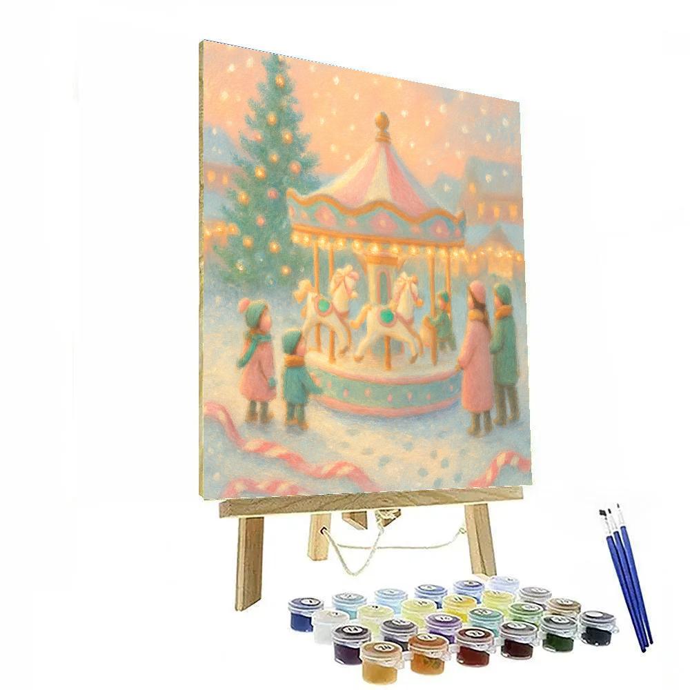 Snow Globe Town Square Carousel DIY paint by numbers
