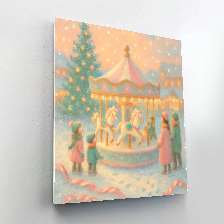 Snow Globe Town Square Carousel DIY paint by numbers