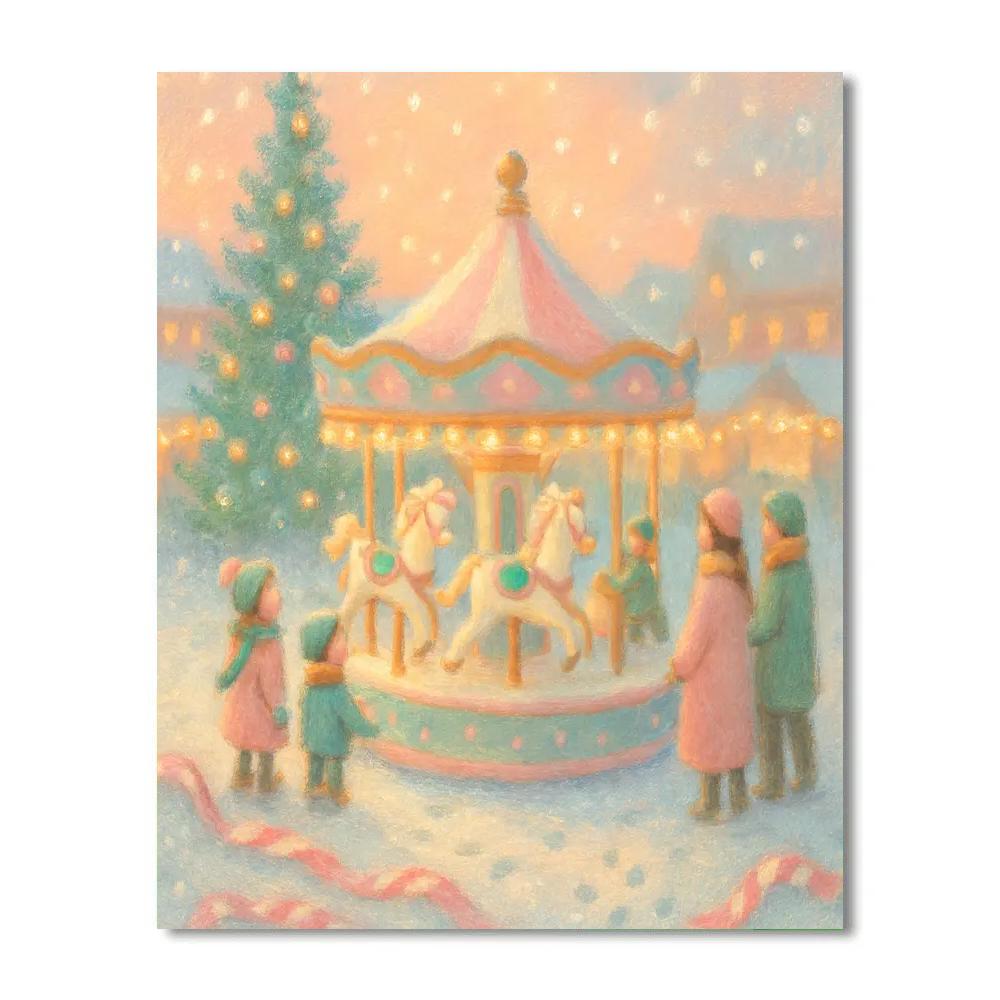 Snow Globe Town Square Carousel DIY paint by numbers